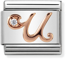 Nomination Classic Letter U 9ct Rose Gold & Steel Charm 430310/21