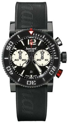 Hanhart Primus Taucheruhr Automatik-Chronograph (44 mm) schwarzes Zifferblatt / schwarzes Kautschukarmband - m 742.510-1020