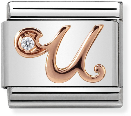 Nomination Classic Letter U 9ct Rose Gold & Steel Charm 430310/21