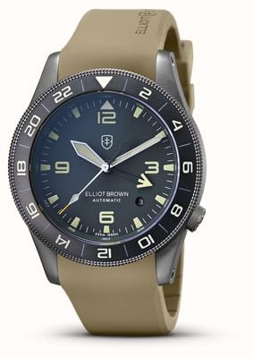 Elliot Brown Holton Professional Automatic GMT 'NIVO' (43mm) NIVO Dial / Flat Dark Earth Beige Rubber Strap 101-A23-R19