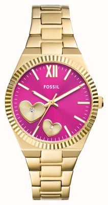Fossil Women's Scarlette (38mm) Pink Dial / Gold-Tone Stainless Steel Bracelet ES5325