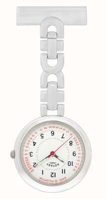 Rotary Reloj enfermera de bolsillo cuarzo (32 mm) esfera blanca / acero inoxidable lpi00616 LP00616