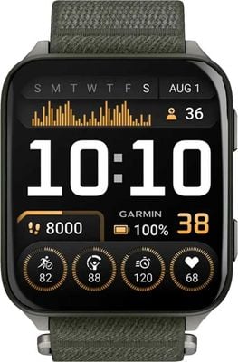 Garmin Venu x1 – Premium-GPS-Fitness-Smartwatch (41 mm) in Moosgrün mit Moosgrün ComfortFit Nylonarmband 010-02980-03
