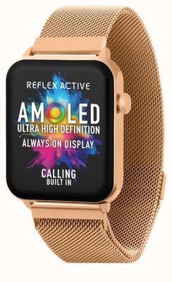 Reflex Active Relógio inteligente amoled série 30 (36 mm) pulseira de malha de aço inoxidável em tom de ouro rosa RA30-4086