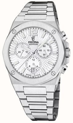 Festina スイス製ヴァレー・クォーツ・クロノグラフ（42mm）シルバー文字盤／ステンレススチール製ブレスレット F22002/1
