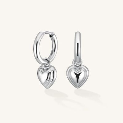 Rosefield Jewellery Hoop Earrings With Silver Heart Pendant Earring JEHPS-J986