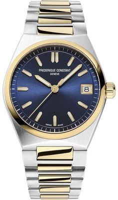 Frederique Constant Damenuhr Highlife (31 mm) mit blauem Zifferblatt / zweifarbigem Edelstahlarmband FC-240N2NH3B