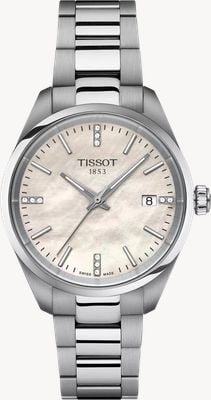 Tissot Pr 100（34毫米）白色珍珠贝母表盘/不锈钢表链 T1502101111600