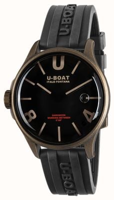 U-Boat Darkmoon bronze pvd (40 mm) cadran courbe noir / bracelet en caoutchouc vulcanisé noir 9549