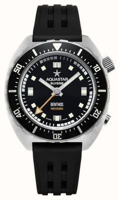 Aquastar Benthos professionale automatico (42 mm) quadrante nero / cinturino in gomma isofrane nera BENTHOS-PRO