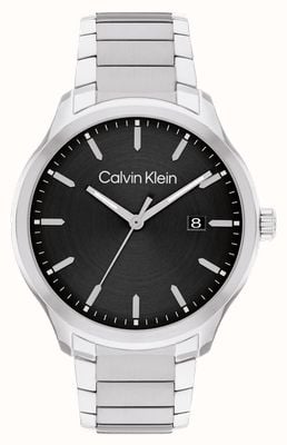 Calvin Klein Define hombre (43 mm) esfera negra/brazalete de acero inoxidable 25200348
