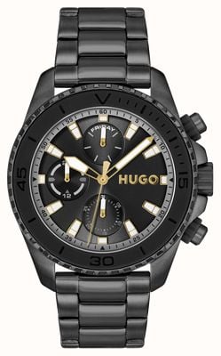 HUGO #dive (44 mm) schwarzes Zifferblatt / schwarzes PVD-Edelstahlarmband 1530431