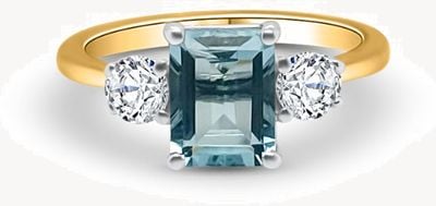 18ct Yellow Gold Aquamarine 1.5ct And Diamond .50ct Ring TRL28784