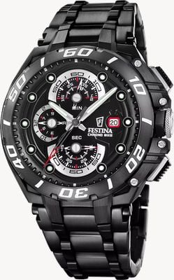 Festina Chrono Bike 2026 Special Edition (46mm) Black Dial / Stainless Steel Bracelet & Black Rubber Strap Watch F20756/1