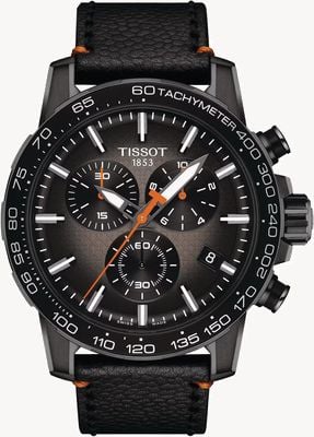 Tissot Supersport chrono édition basket | cadran chrono noir | bracelet en cuir noir T1256173608100