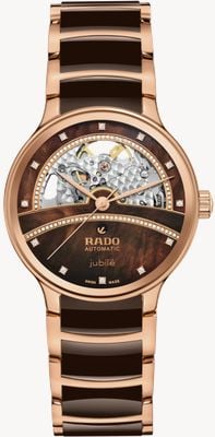 RADO Dames centrix open heart automaat (35mm) bruine parelmoer wijzerplaat / bruine keramische band R30029942