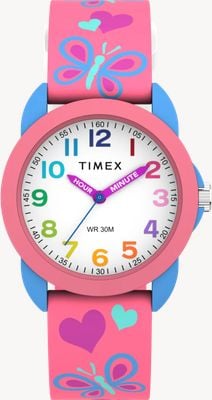 Timex Kids Time Teacher Butterflies (30mm) White Dial / Pink Silicone Strap TW2Y59700
