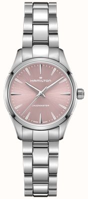 Hamilton Jazzmaster Quarz (32 mm) rosafarbenes Zifferblatt mit Sonnenschliff / Edelstahlarmband H32301171
