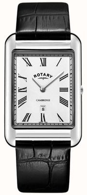 Rotary Męski zegarek cambridge z kwadratowym, czarnym skórzanym paskiem GS05280/01