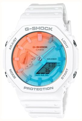 Casio G-Shock Beach Time Lapse (45,4 mm) mostrador azul vermelho / pulseira de resina branca GA-2100TL-7AER