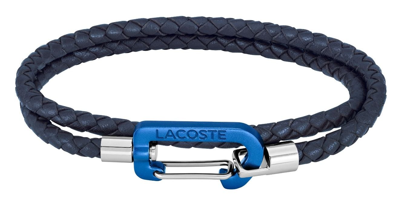 Lacoste Carabiner Navy Blue Leather Bracelet 2040315 Jewellery-image