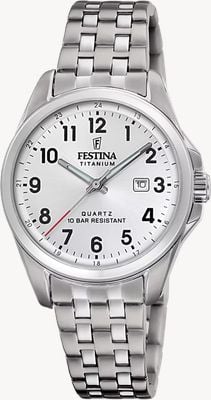 Festina Calendario Titan (31 mm) silbernes Zifferblatt / Titanarmband F20697/1