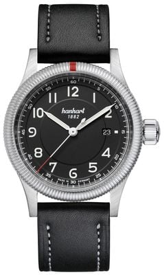Hanhart Pioneer One Automatic (42 mm) quadrante nero / cinturino in pelle nera - m 762.210-7010