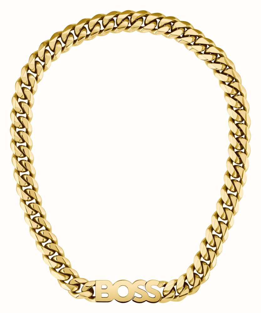 BOSS Jewellery Men's Kassy Necklace Light Yellow Gold IP Logo