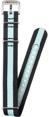 Certina Dsアクション ブラック/ブルー テキスタイルストラップ - ステンレススチール ピンバックル (19mm) - ストラップのみ C604023408