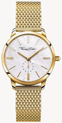 Thomas Sabo Bracelet en maille dorée esprit glamour pour femme avec cadran blanc WA0302-264-213-33