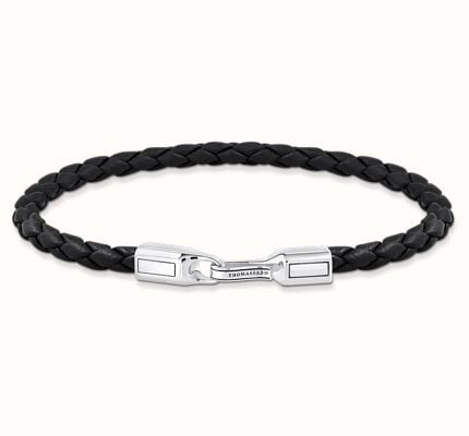 Thomas Sabo Silver Bracelet With Braided, Black Leather A2147-682-11-L19
