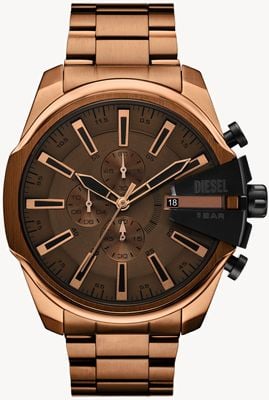 Diesel Mega Chief Slim Chronograph (49mm) Brown Sunray Dial / Brown PVD Stainless Steel Bracelet DZ4697