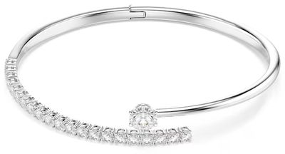 Swarovski Matrix bangle, Round cut, White, Rhodium plated 5753571