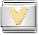 Nomination Classic Letter V 18ct Gold & Steel Charm 030101/22
