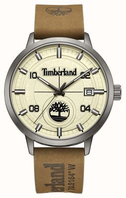 Timberland Mostrador bege de quartzo Johnston (44 mm) / pulseira de couro marrom TDWGB2182002