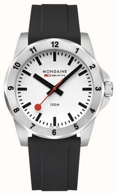 Mondaine Numeri Quartz (42mm) White Dial / Black Silicone Strap MSN.4211B.RB