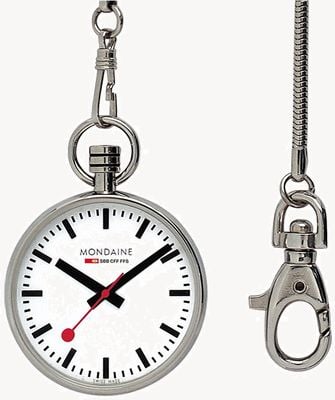 Mondaine Officieel zakhorloge van de Zwitserse spoorwegen (43 mm) witte wijzerplaat / roestvrij staal A660.30316.11SBB