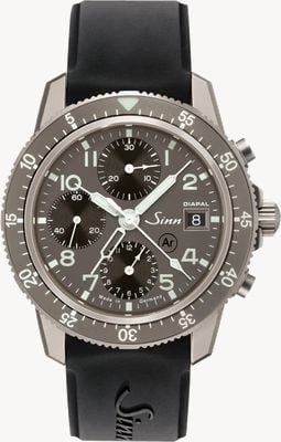 Sinn Cronógrafo diapal 103 ti (41 mm) mostrador galvanizado antracite / pulseira de silicone preta 103.078-SILICONE
