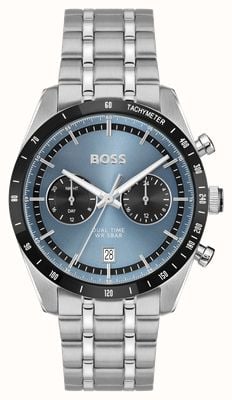 BOSS Tourmaster dual-time (41 mm) cadran bleu / bracelet en acier inoxydable 1514286