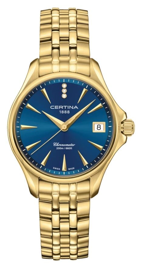Certina Ds action lady diamant quartz (33,8 mm) cadran bleu montre