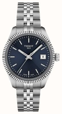 Tissot Ballade Quarz (34 mm), dunkelblaues Zifferblatt mit Sonnenschliff / Edelstahlarmband T1562101104100