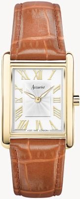 Accurist Rectangle Womens | White Dial | Brown Leather Strap 71004