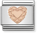 Nomination Classic Diamond Heart 9ct Rose Gold & Steel Charm 430104/19