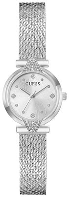 Guess Womens Louisa Silver-Tone Sunray Dial Silver-Tone Mesh Bracelet GW1086L1