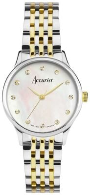 Accurist Women's Dress Diamond Quartz (28mm) Mother-of-Pearl Dial / Two-Tone Stainless Steel Bracelet 77006