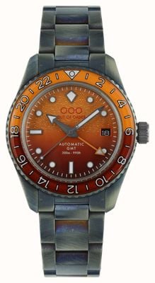Out Of Order Negroni automatique gmt (40 mm) cadran orange / bracelet en acier inoxydable ultra vieilli OOO.001-25.NE.BAND