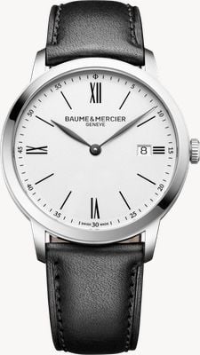 Baume & Mercier Classima quartz (40mm) cadran blanc opalin / bracelet cuir de veau noir 10884
