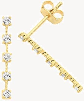 9ct Y/g Cz Linear Mini Bar Studs ES1610