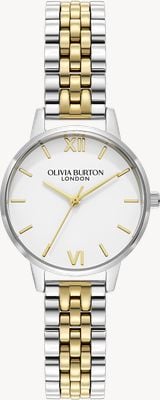 Olivia Burton | damskie | tarcza midi | bransoleta dwukolorowa | biała tarcza | ob16mdw34 24000170