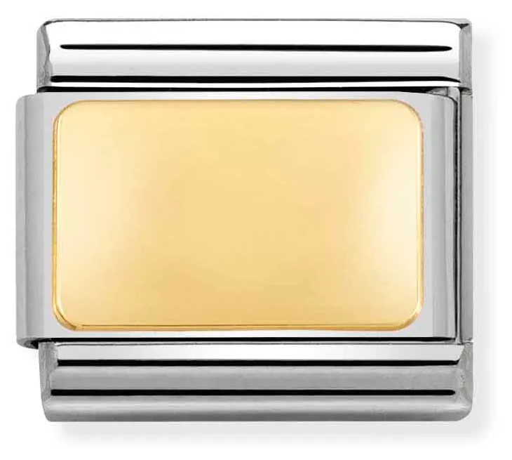 Nomination Classic ENGRAVED Steel And Bonded Yellow Gold CUSTOM Smooth Plate Charm 030121/01 - vista alternativa 2